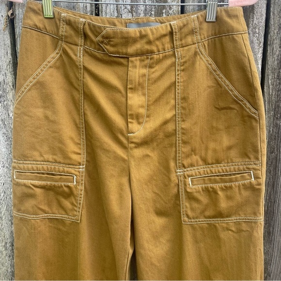 Anthropologie / Porter Wide Leg Cropped Pants / Spicy Mustard Brown / Size 10 - Picture 4 of 9
